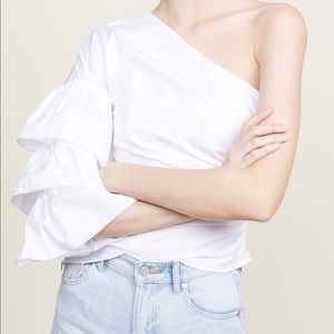 NWT Petersyn one shoulder ruffle blouse